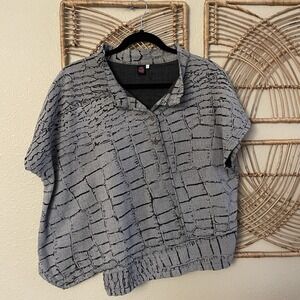Cupcake International Blouse Top Gray Lagenlook Animal Print *see msrts READ B25